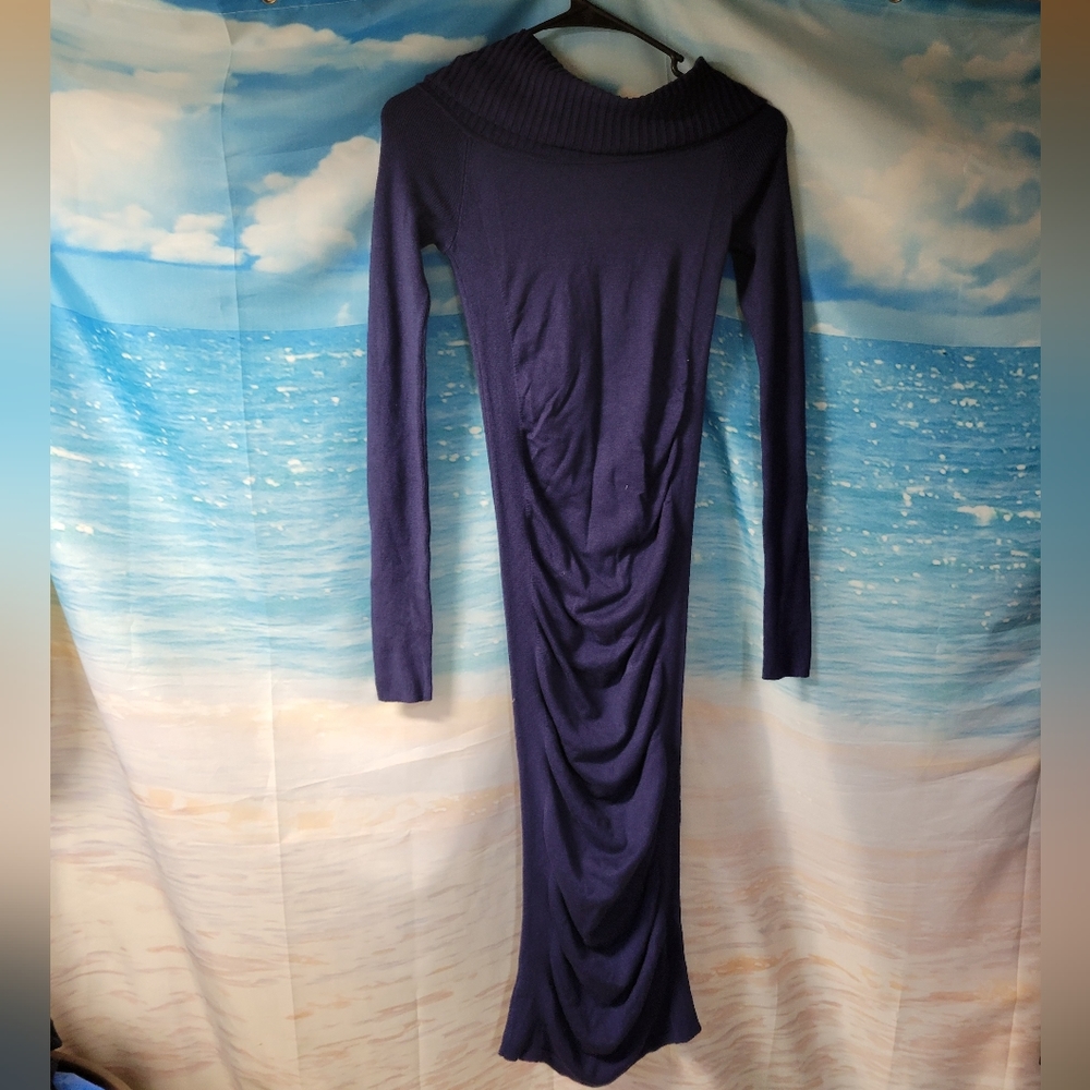 Express NWT Navy Blue Ruched Sweater bodycon Dress Size Small
